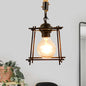 Vintage Style Metal and Rope Pendant Light with Black Wire Cage and Cylinder/Square Shade