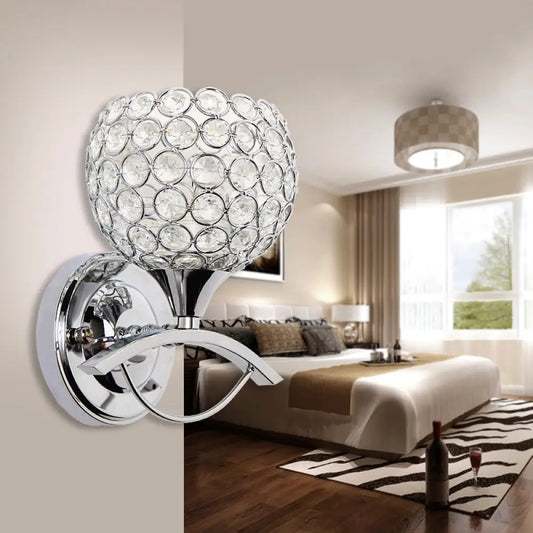 DecorBites™ DecorBites™ Vintage Style Metal Wall Sconce Light with Crystal Bead Deco - Chrome/Gold Finish