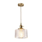 Vintage Style Single-Bulb Hanging Lamp: Textured Glass Pendant in Gold - Elegant Lighting Fixture