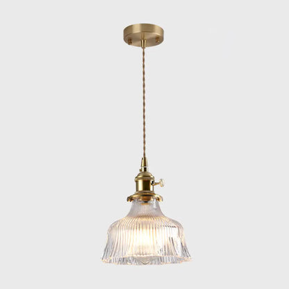 Vintage Style Single-Bulb Hanging Lamp: Textured Glass Pendant in Gold - Elegant Lighting Fixture