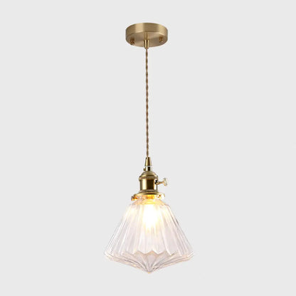 Vintage Style Single-Bulb Hanging Lamp: Textured Glass Pendant in Gold - Elegant Lighting Fixture