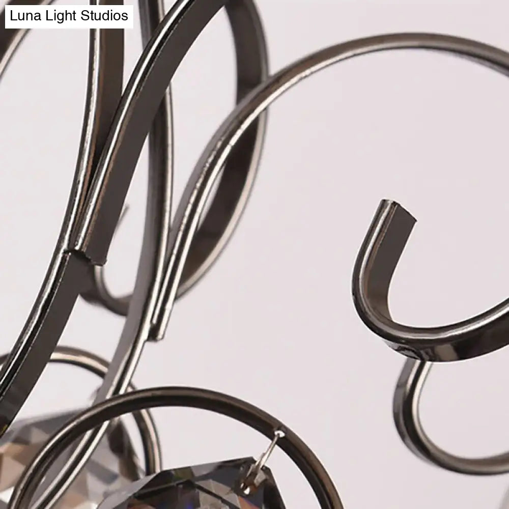 Lámpara de araña de cristal gris humo de estilo vintage - Lámpara colgante para comedor - 3/5 luces de vela