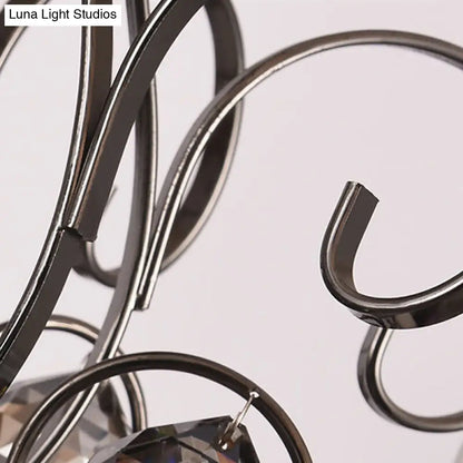 Lámpara de araña de cristal gris humo de estilo vintage - Lámpara colgante para comedor - 3/5 luces de vela