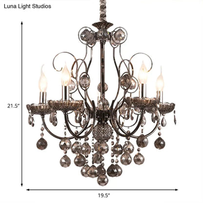 Lámpara de araña de cristal gris humo de estilo vintage - Lámpara colgante para comedor - 3/5 luces de vela