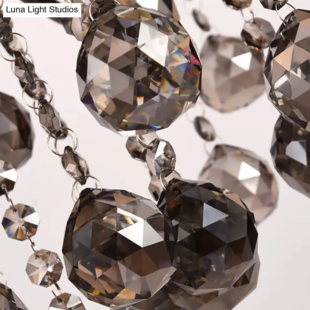 Lámpara de araña de cristal gris humo de estilo vintage - Lámpara colgante para comedor - 3/5 luces de vela