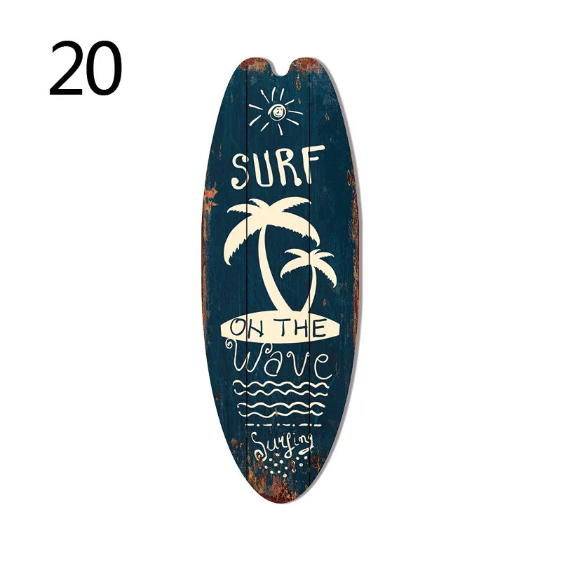 Vintage Surfboard Door Sign for Beach Home - 20 / 45x16cm - Posters