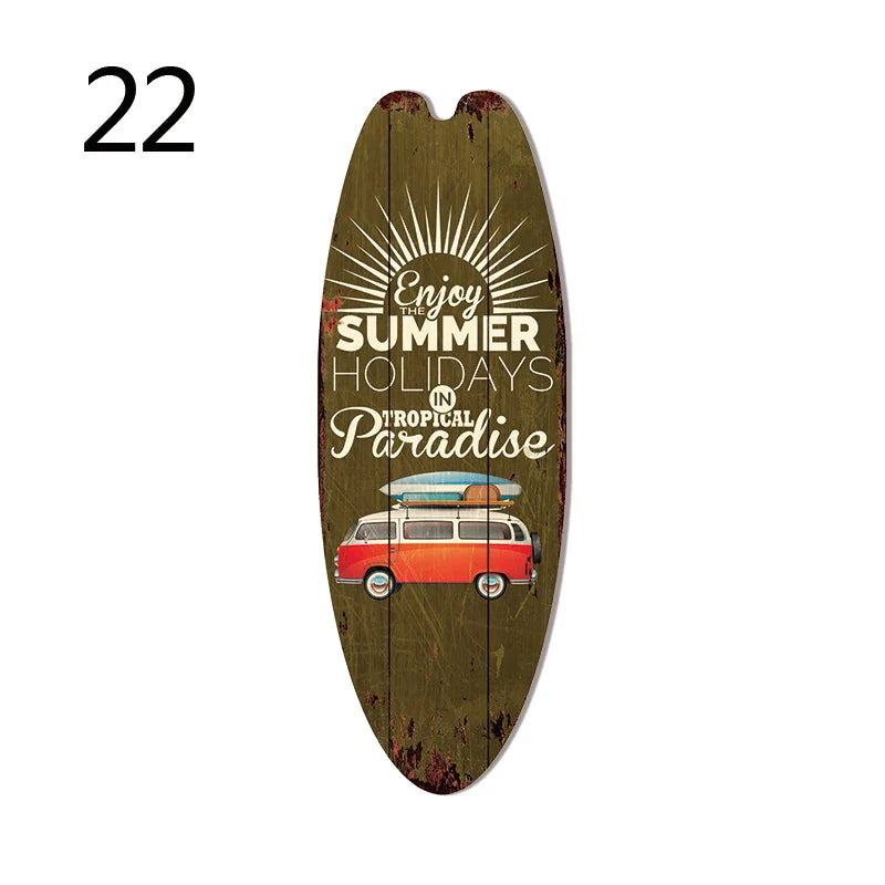 Vintage Surfboard Door Sign for Beach Home - 22 / 45x16cm - Posters