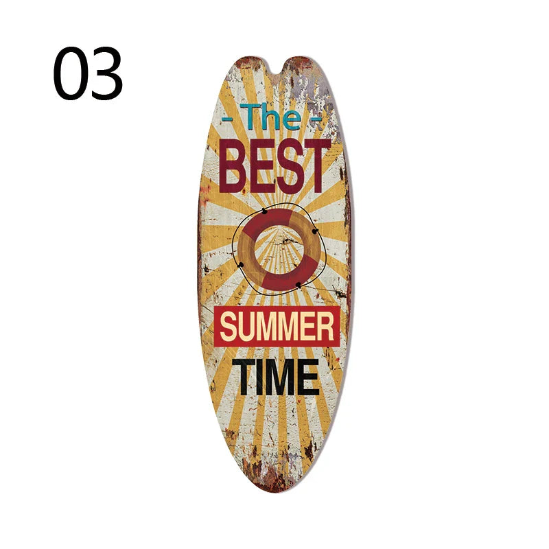 Vintage Surfboard Door Sign for Beach Home - 3 / 45x16cm - Posters