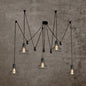 Vintage Swag Design Living Room Hanging Fixture with Globe/Cone Cage Shade - 5 Head Black Suspended Lamp