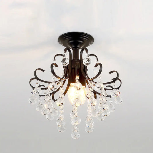 DecorBites™ DecorBites™ Vintage Swirl Metal Semi-Flush Ceiling Lighting with Crystal Orbs (3 Bulbs)