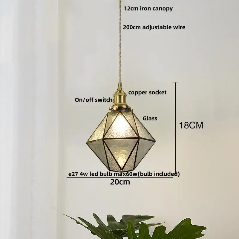 Vintage teal blue glass led pendant light with brass fixture decorbites blue glass and copper socket canopy