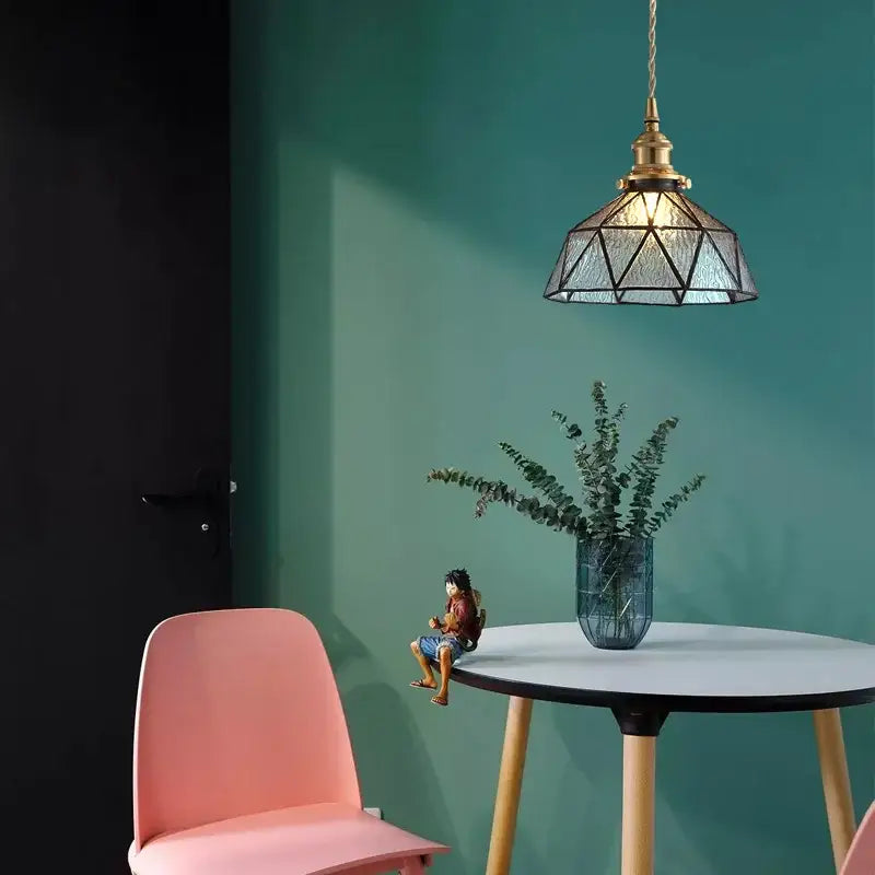 Vintage teal blue glass led pendant light with brass accents and warm glow for decorbites blue glass kitchen decor