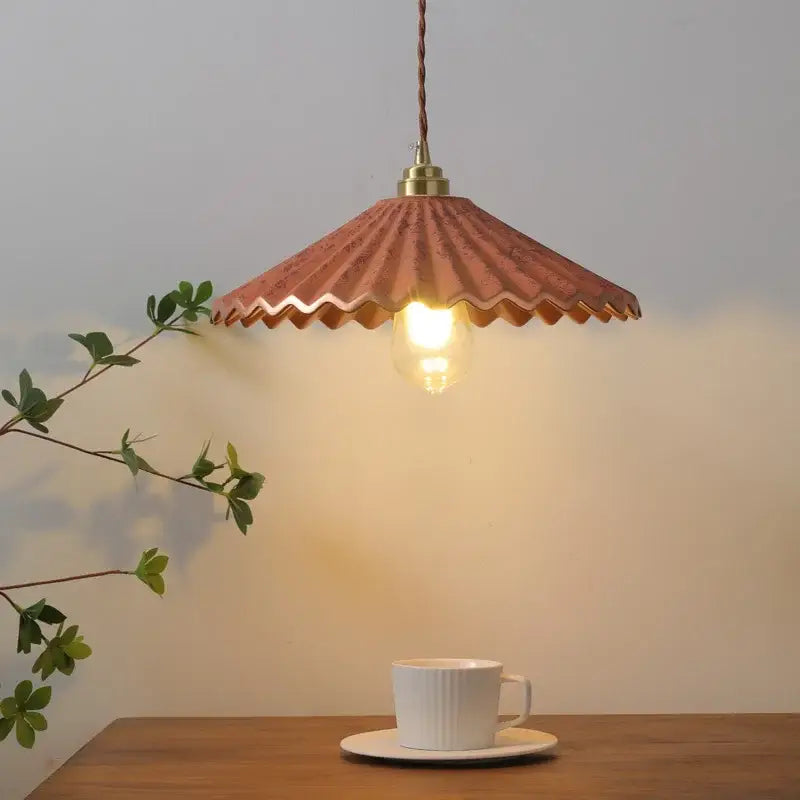 Copper-colored ridged pendant lights with brass fixture and twisted cord for vintage teal decorbites ceramic led pendant use