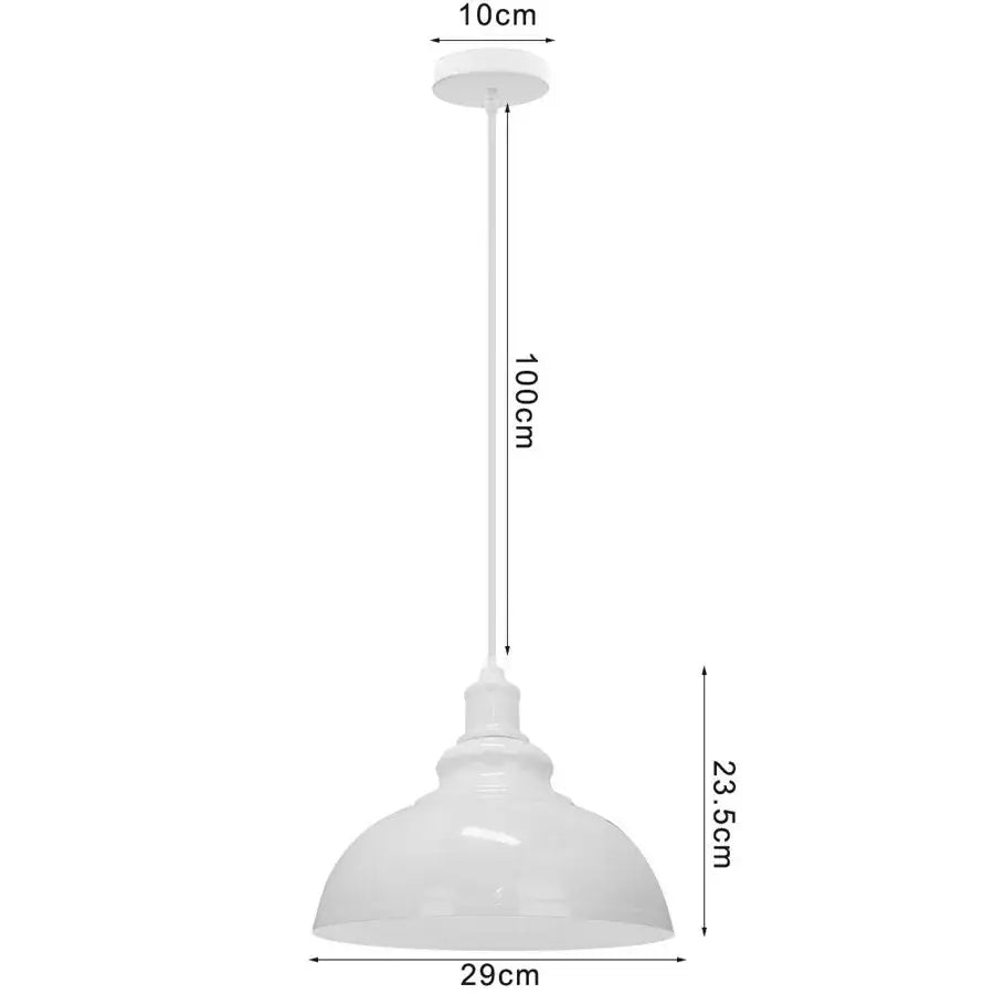 Vintage white metal pendant light with dome shade and slender rod for dining room decor featuring decorbites dome shade loft