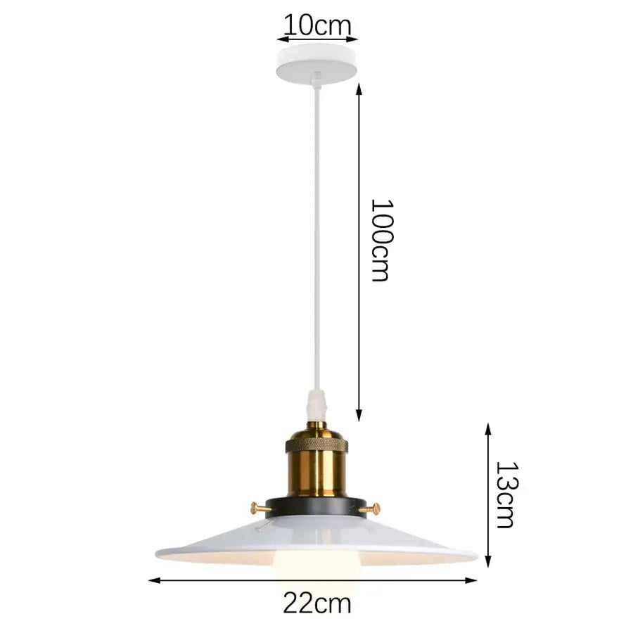 Vintage white metal dome shade loft pendant light with brass fixture and frosted glass shade decorbites dome shade