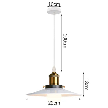 Vintage white metal dome shade loft pendant light with brass fixture and frosted glass shade decorbites dome shade