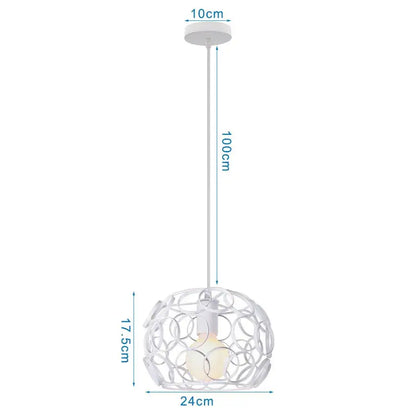 Vintage white metal dome shade loft pendant light with openwork pattern hanging from 100cm cord decorbites dome shade