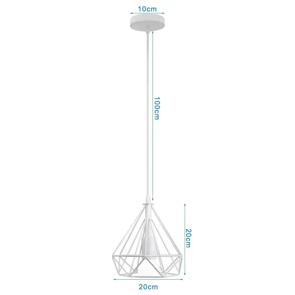 White metal dome shade loft pendant light with diamond wireframe and 10cm ceiling mount for dining room decorbites dome shade