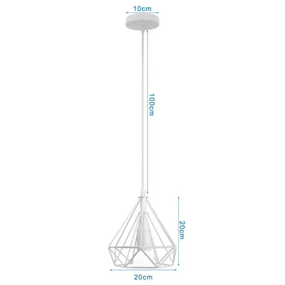 White metal dome shade loft pendant light with diamond wireframe and 10cm ceiling mount for dining room decorbites dome shade