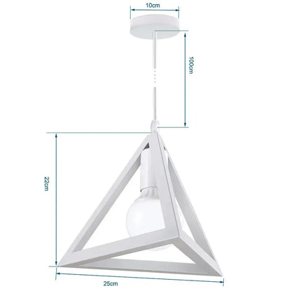 Vintage white metal dome shade loft pendant light with white triangular frame and exposed bulb for dining room decorbites dome shade