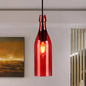 Vintage Wine Bottle Glass Pendant Light - Stylish Restaurant Ceiling Fixture in Red/Yellow