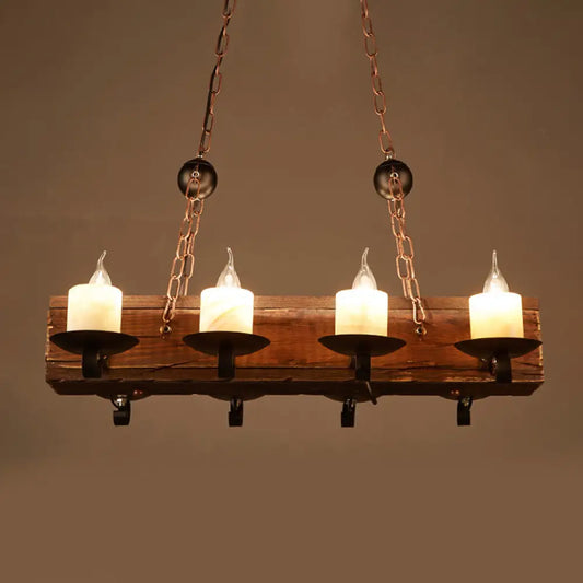 ثريا خشبية عتيقة من DecorBites™ - ثريا معلقة بثمانية مصابيح للمطاعم