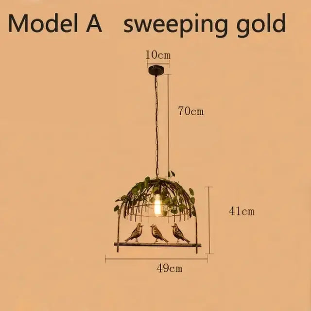 Vintage wrought iron gold bird cage chandelier with intricate metalwork and greenery accents for living room decorbites bird cage