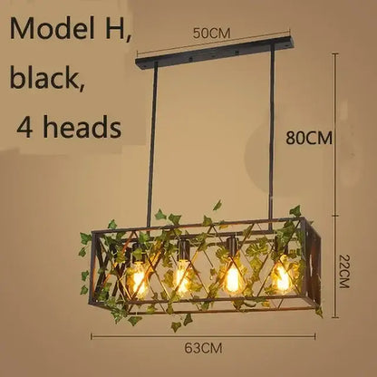 Black metal bird cage chandelier with four exposed bulbs and green ivy vines for vintage decorbites bird cage decor