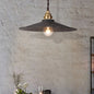 Vintage Wrought Iron Pendant Ceiling Light with Flared Shade - Antique Black Hanging Lamp