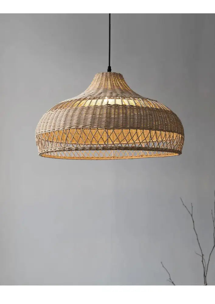 Wabi sabi beige bamboo rattan pendant light with warm diffused glow ideal for dining room decorbites bamboo rattan pendant