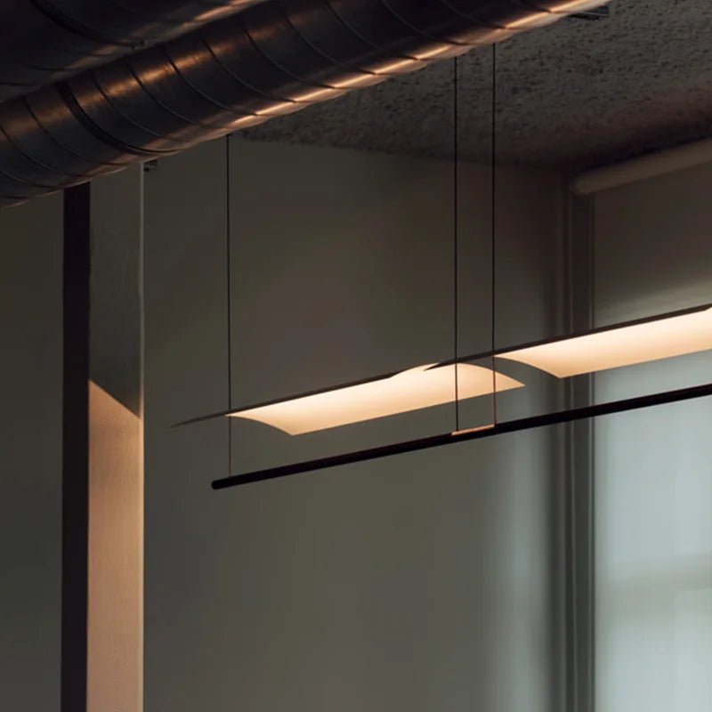 Wabi-Sabi Black Metal Acrylic Strip Pendant Light - Decorbites