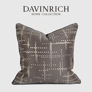 A square plush pillow cover from davinrich home collection with black and silver checkered pattern for living room decorbites brown geometric style
