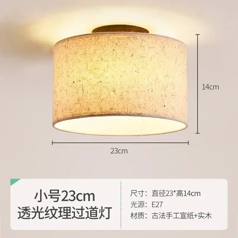 Wabi-sabi cream chandelier lamp with a warm-toned handmade paper shade and wooden base for bedroom decorbites cream