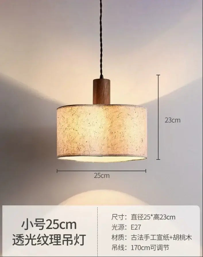 Decorbites cream wabi-sabi chandelier lamp featuring a warm-toned paper shade and wooden top for bedroom decor
