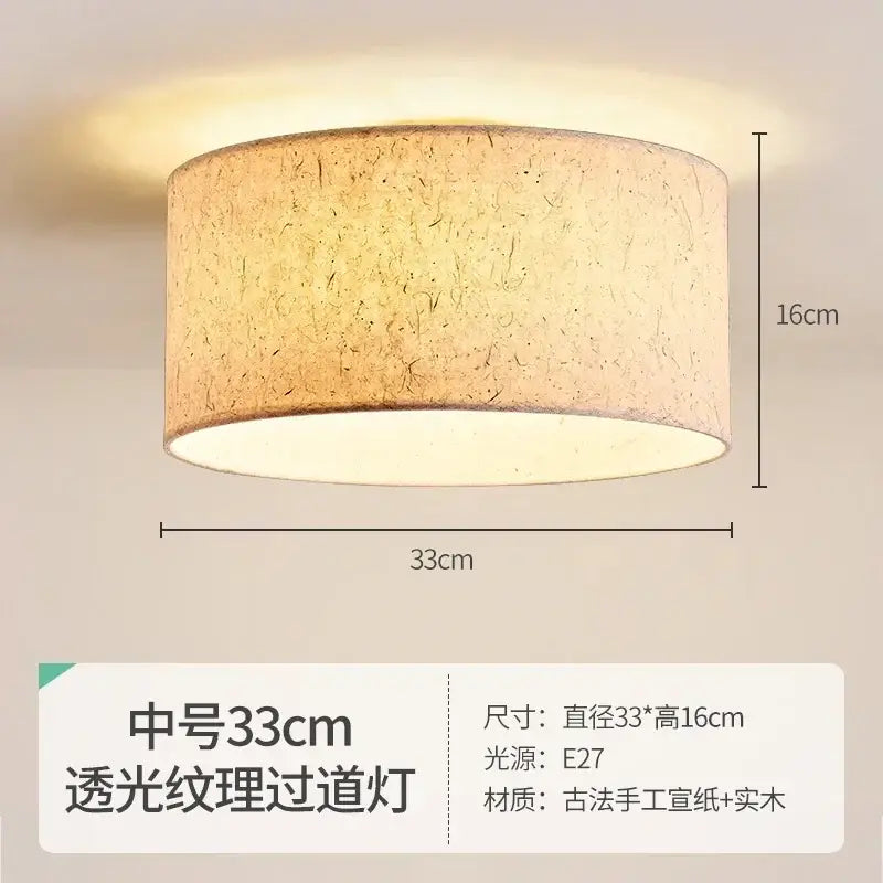 Decorbites cream wabi-sabi chandelier lamp features a warm-toned cylindrical paper shade with wooden base for bedroom decor