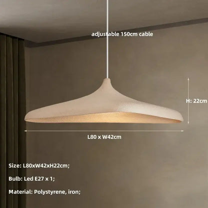 Modern off-white wabi sabi pendant light made of high polymer and iron for dining room use measuring square meters