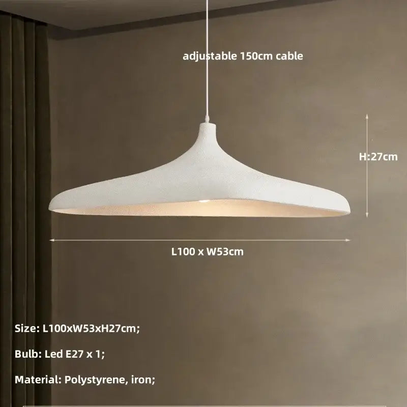 Wabi sabi cream pendant light with high polymer polystyrene and iron for dining room covering square meters
