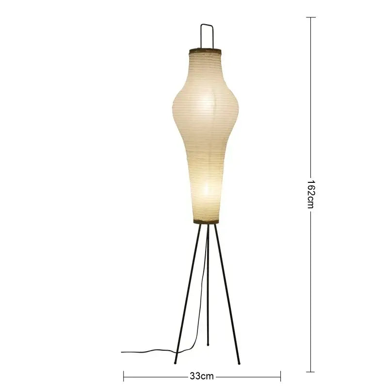 Wabi-sabi cream paper tripod floor lamp with slender tripod base ideal as a living room art decor floor lamp