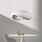 A sleek off-white wabi sabi cream style led chandelier with a smooth organic form and soft diffused glow for living room decorbites cream style