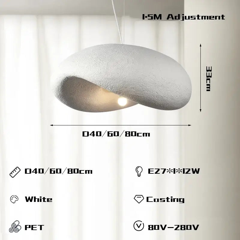 White textured cloud-shaped decorbites cream style led pendant light with matte casting material for living room decor
