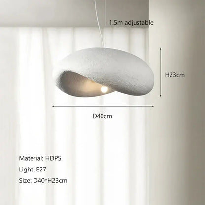 A modern off-white hdps pendant light with a cloud shape and adjustable 1.5m cord in decorbites cream style led
