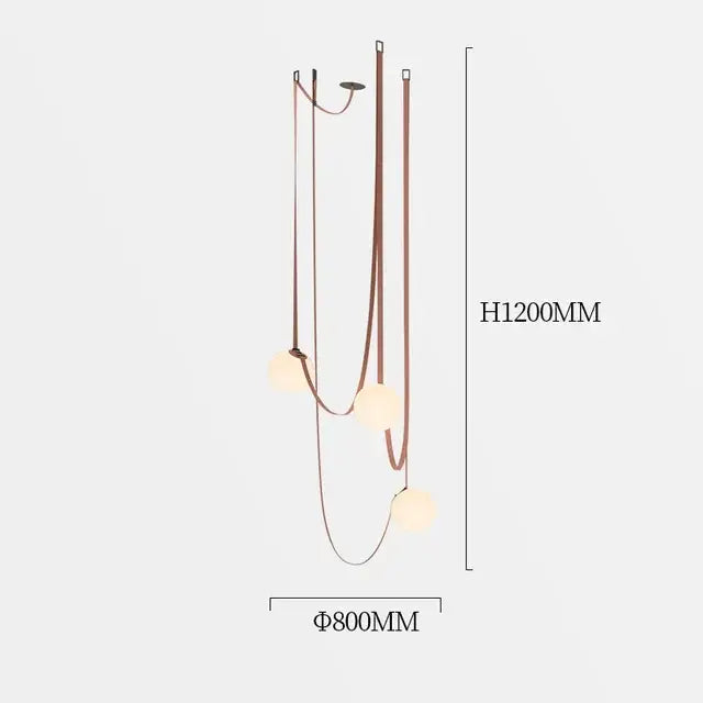 Wabi sabi designer copper and white chandelier with three frosted glass shades for living room or duplex wabi sabi decor