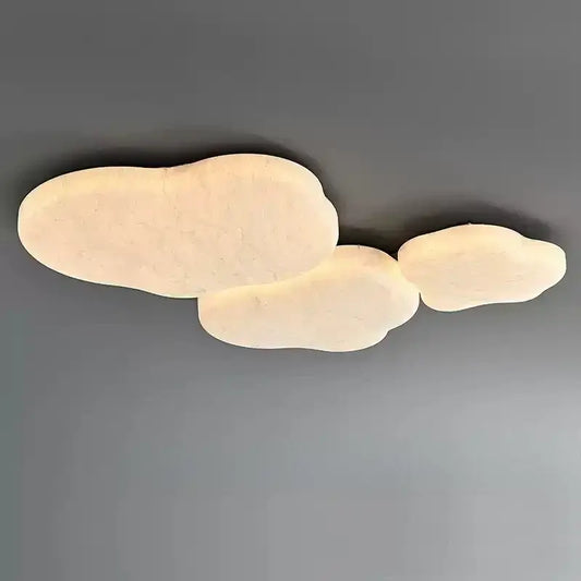 Modern cloud-shaped ceiling light fixture in decorbites french cream silk with soft warm glow for bedroom decor