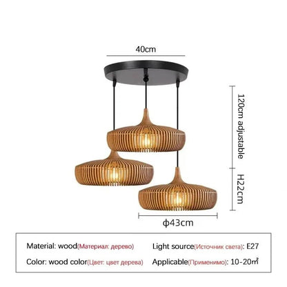 Wabi-Sabi Hollowed Wood Pendant Light in Brown - Decorbites
