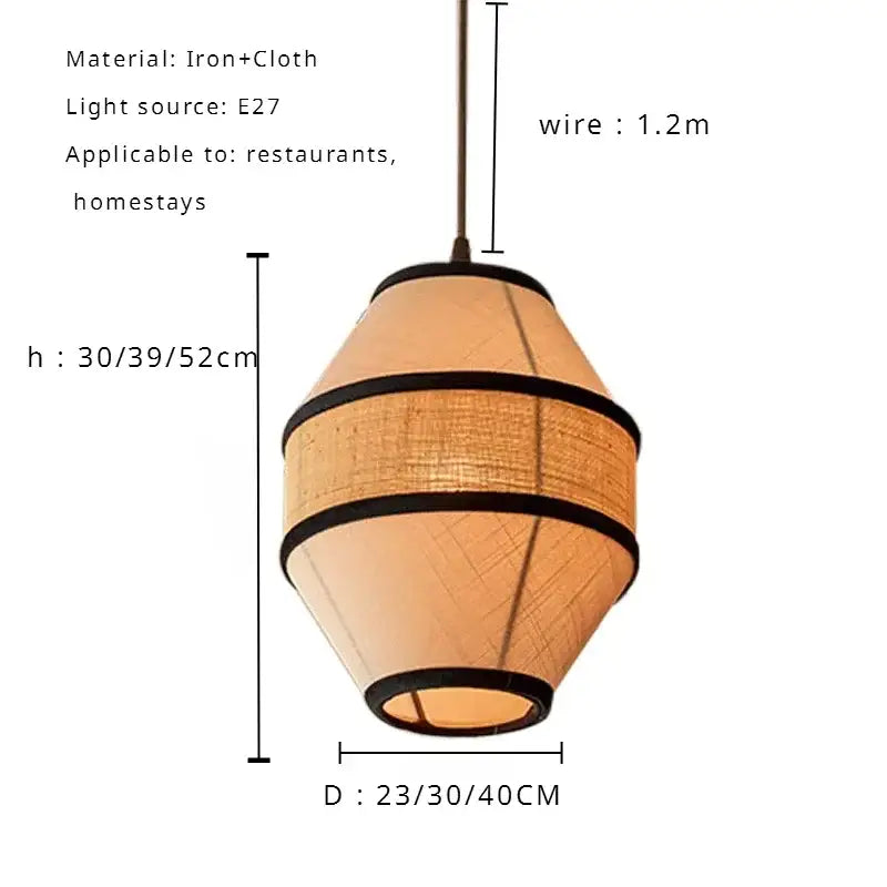 Wabi sabi illustrated fabric pendant lamp with warm tiered shade and black trim for dining room decorbites colored wabi