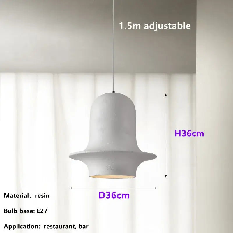 A modern white resin bell-shaped pendant lamp with adjustable cord and e27 bulb base for decorbites black industrial chandelier settings