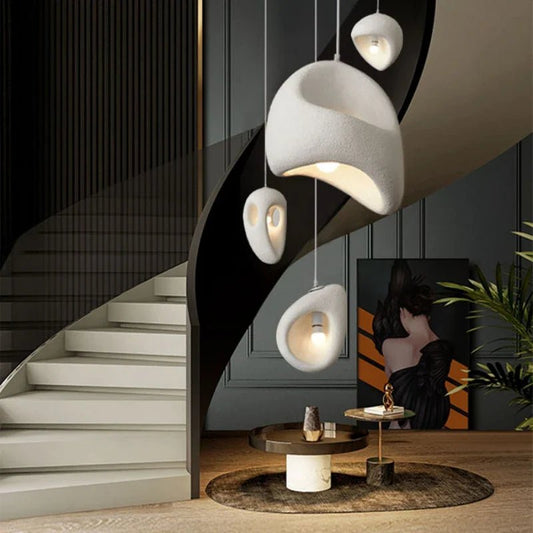 Wabi Sabi Irregular White Pendant Light, E27 - Decorbites