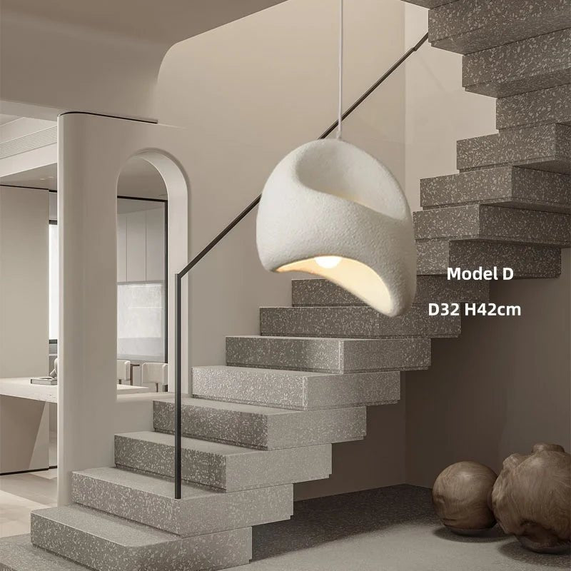 Wabi Sabi Irregular White Pendant Light, E27 - Decorbites