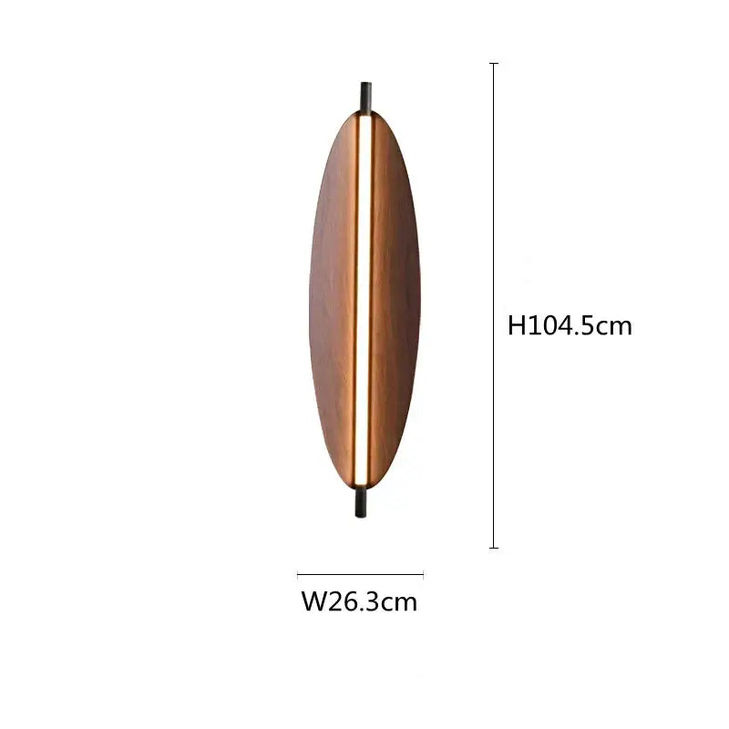 A sleek copper-toned led wabi sabi wall sconce with vertical light strip for dining room amber glow ambiance