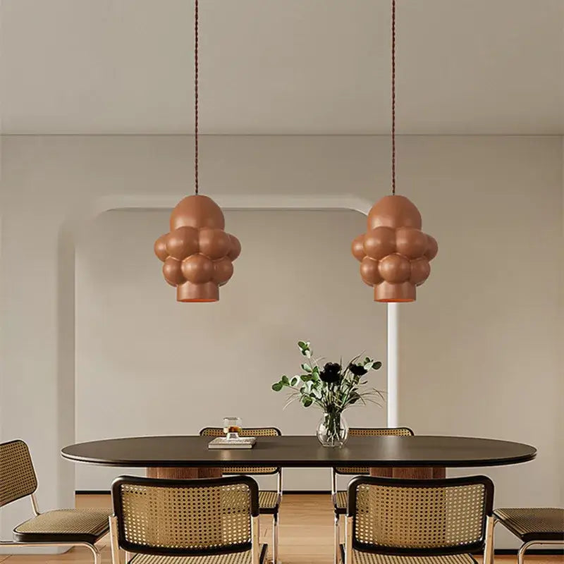 Copper-colored bubble-shaped pendant lights with modern design for the wabi sabi off white creamy wind led chandelier decorbites